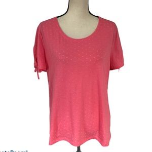 Chico’s pink polka dot short sleeve blouse Size